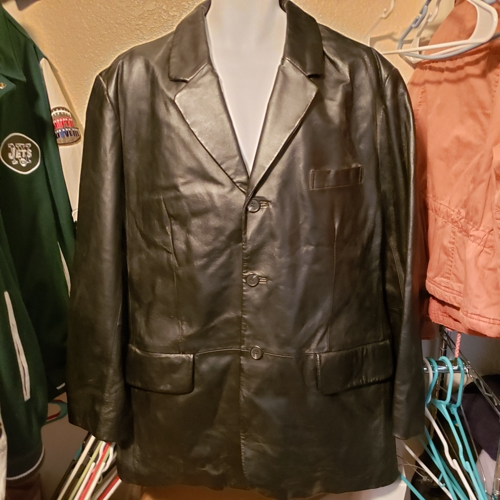 Vintage 90s Excelled XL Black Leather Jacket Coat